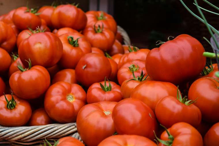 Lokale Erzeuger präsentieren frisches Obst und Gemüse auf einem Dorfmarkt.